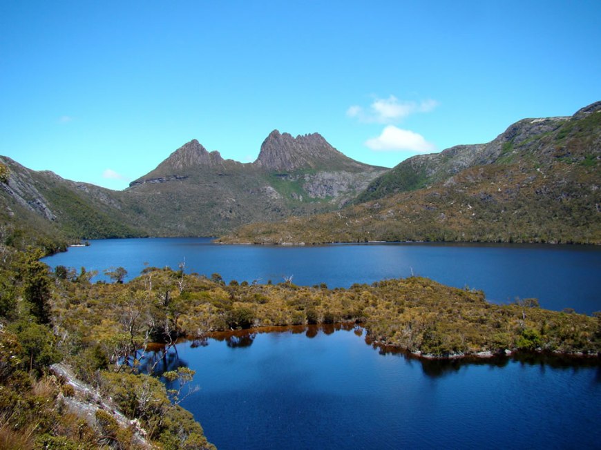 Cradle Mountain as seen from the north, across Dove Lake, Australia