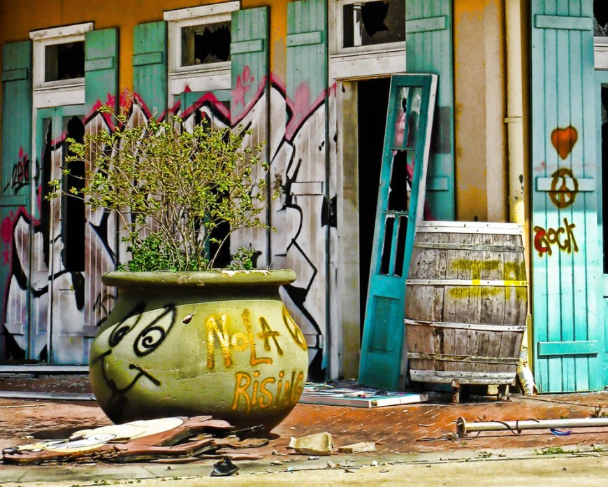 graffiti - signs of life after Katrina ripped amusement from park six flags new orleans