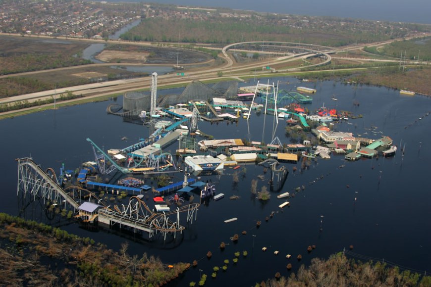 New Orleans, LA, Sept. 14, 2005 -- Six Flags Over Louisiana remains submerged two weeks after Hurricane Katrina caused levees to fail in New Orleans